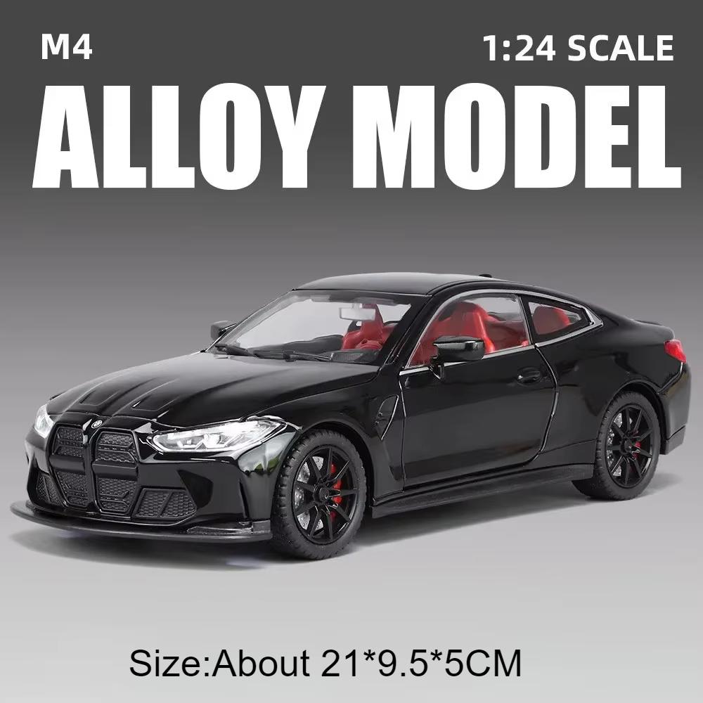 1:24 M3 M4 Toy Car Model Toy Metal Diecast Doors Opened Pull Back Simulation Vehicle Models Toys Kids Decorative Presents