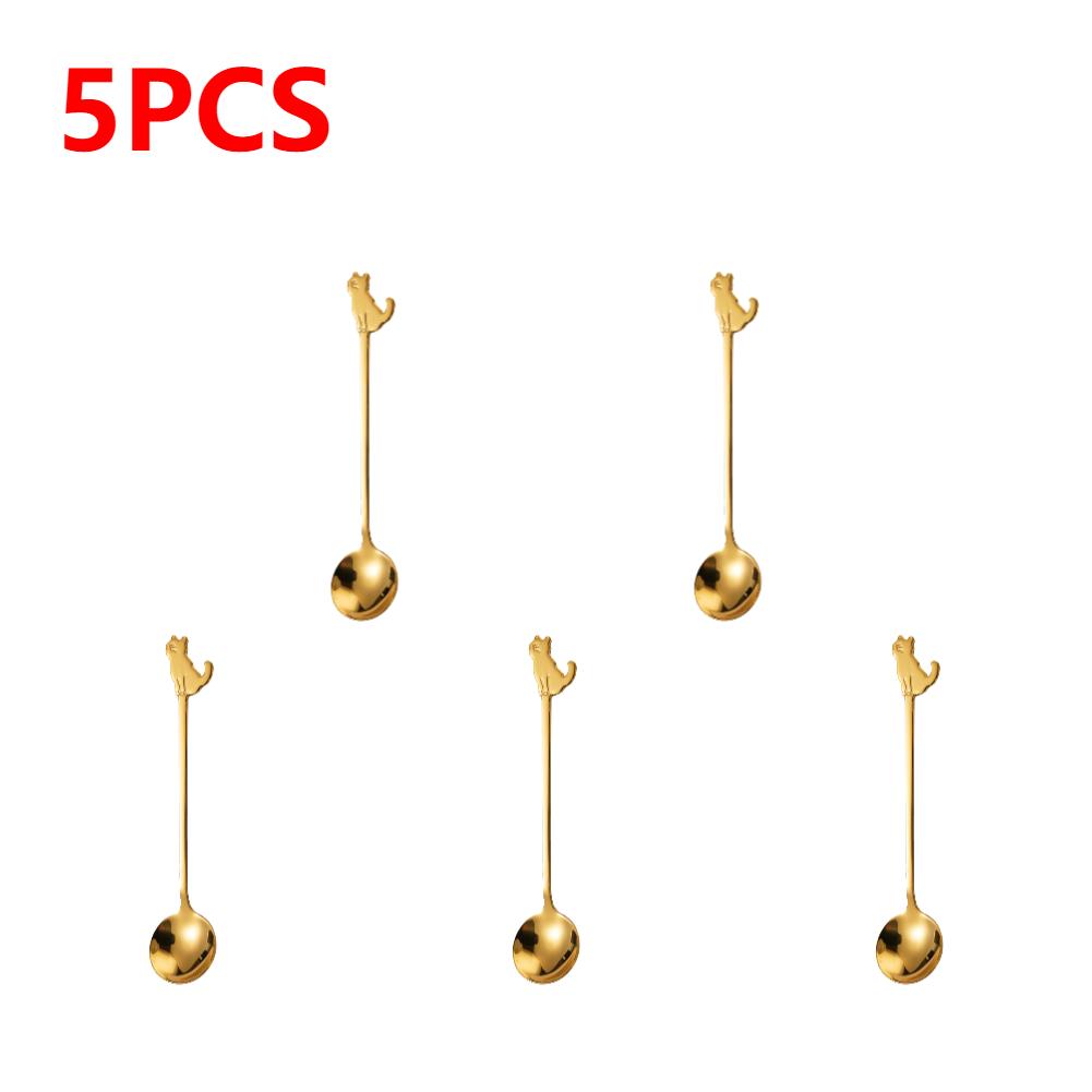 Edelstahl Kaffee Löffel Schöne Nette Katze Form Teelöffel Dessert Snack Scoop Eis Mini Löffel Geschirr Küche Werkzeuge