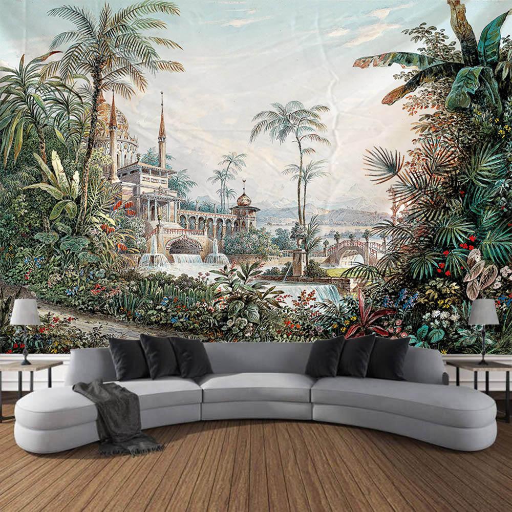 Tropical Plant Tapestry Cactus Wall Hanging Painting Nordic Style Bedroom Fabric Background Decoration Home Sofa Mat Bed Sheet