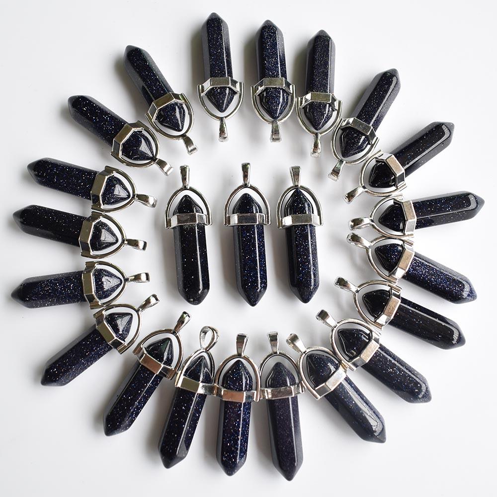 24pcs/lot Fashion quality assorted natural stone mixed pillar charms chakra Pendants & necklaces for making free