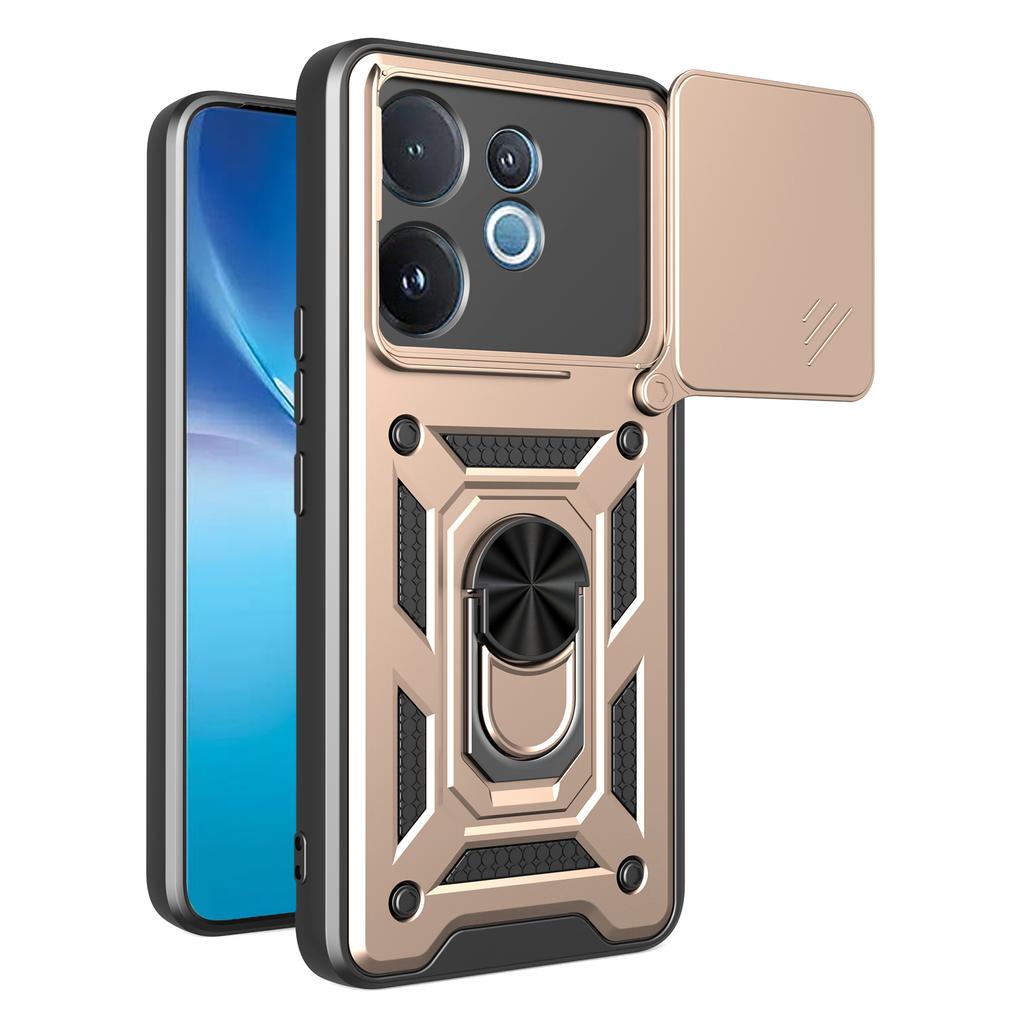 For vivo V60 5G Case with Slide Camera Lid PC+TPU Kickstand Phone Cover
