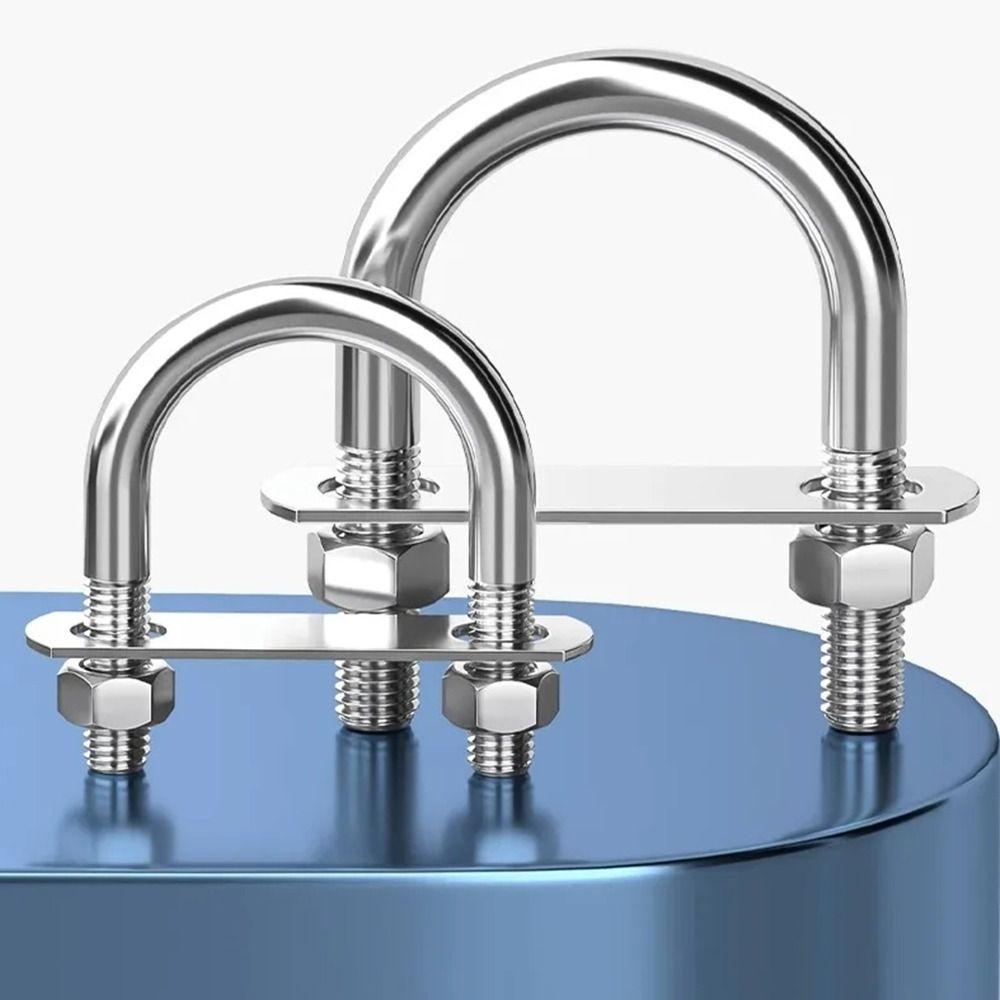 1Set Screws M6 Round Tube Clamp 304 Stainless Steel Right Angle U-bolt Round Bolt  for Round Tube