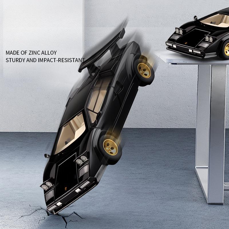 Simulation 1/24 Lambo Countach LP500S Super Sports Car Model Children's Diecast Toy Vehicle Sound and Light Miniature Voiture