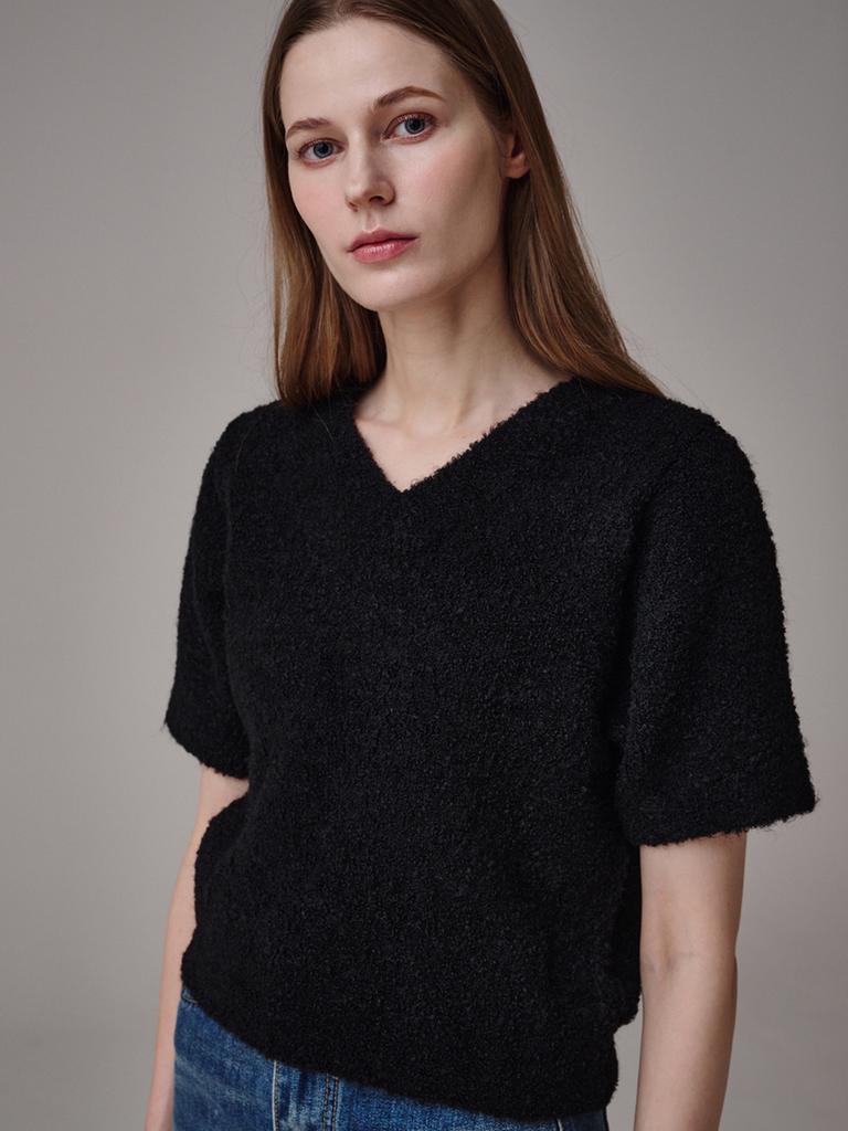 Saengleogsyu Balloon Short Sleeve Knit Black