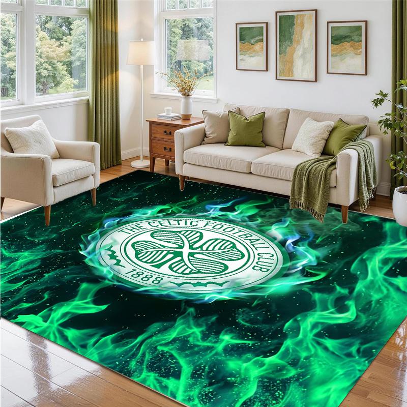 Celtic FC Design Crystal Velvet Rug Soft Decorative Mat for Bedroom Entrance