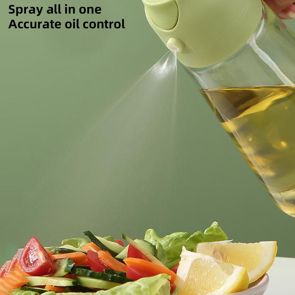 2in1 470ml/600ml Oil Sprayer Glass Bottle For Cooking Anti-Leakage Olive Oil Storage Bottle For BBQ Air Fryer Kitchen Tool