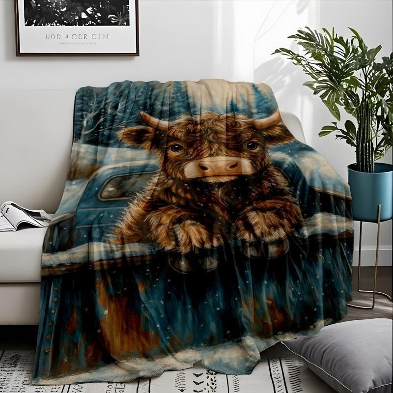 Highland Cow Blankets Flannel Throw Blanket Soft Warm Naps Portable Blanket For Couch Bed Sofa Perfect Gift For Kids Adults