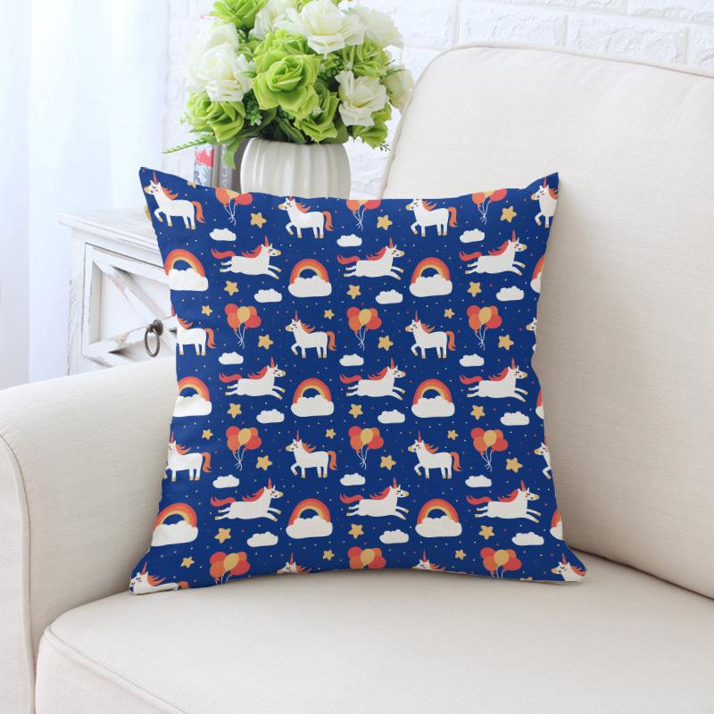 New Unicorn Cushion Cover Hot Polyester Cartoon Unicorn Pillowcase Kids Room Decoration Sofa Couch Throw Pillow Cover Decorative