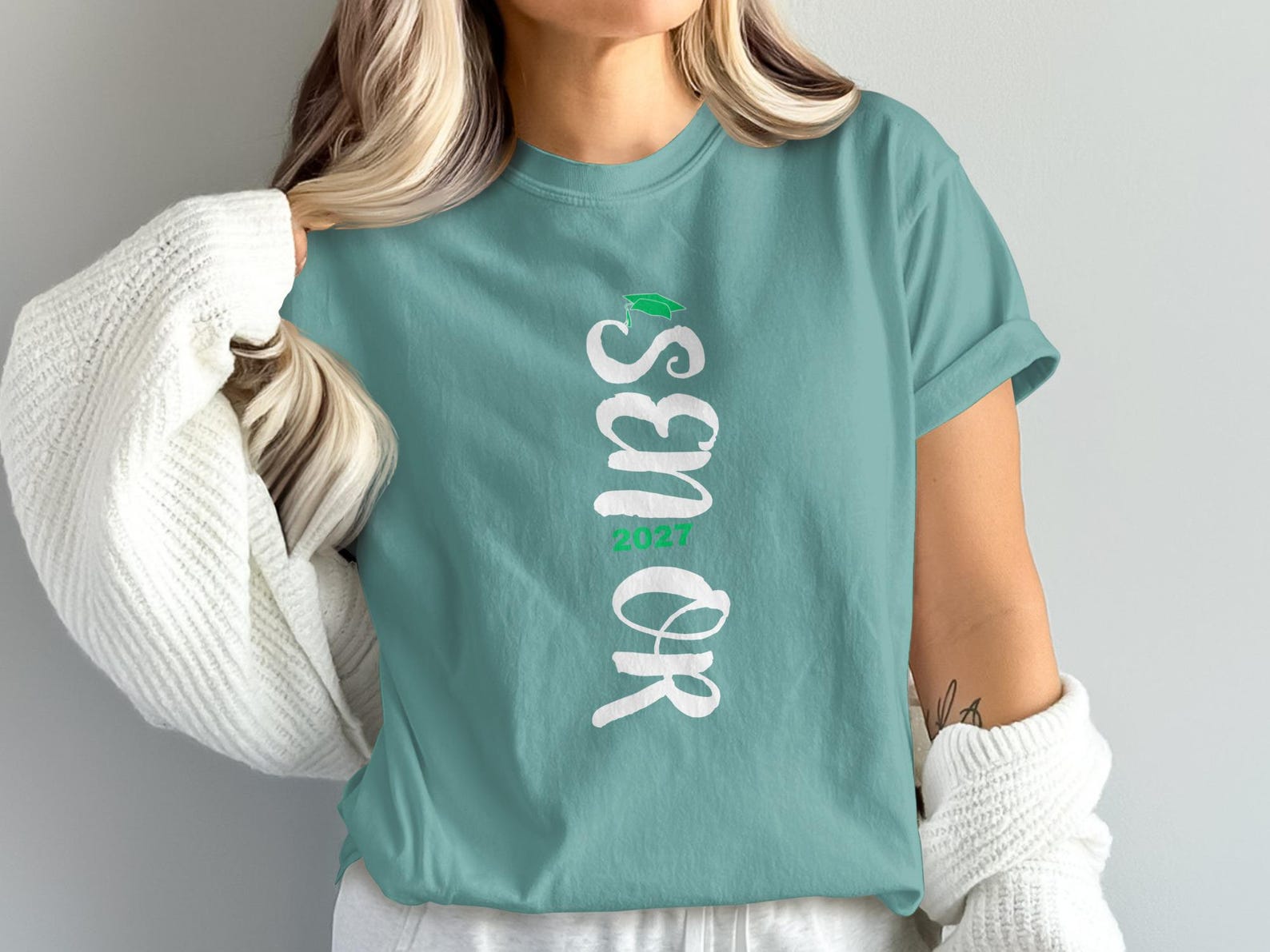 Senior 2027 T-Shirt, Class of 2027 Graduation Apparel, Brush Stroke Design Tee 3XL