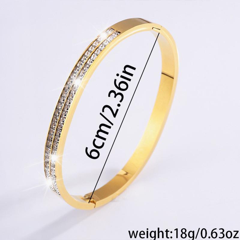 Women Golden Double Row Diamond Bracelet Korean Version of Simple and Luxurious Non Fading Diamond Inlaid Bracelet