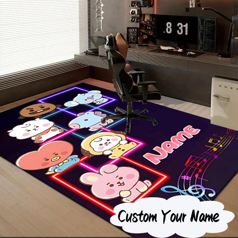 Custom Name Music Friends K-pop Carpet, Chair Rug,Area Rug for Office Bedroom living rooms bedroom, Doormat decor Christmas fan gifts