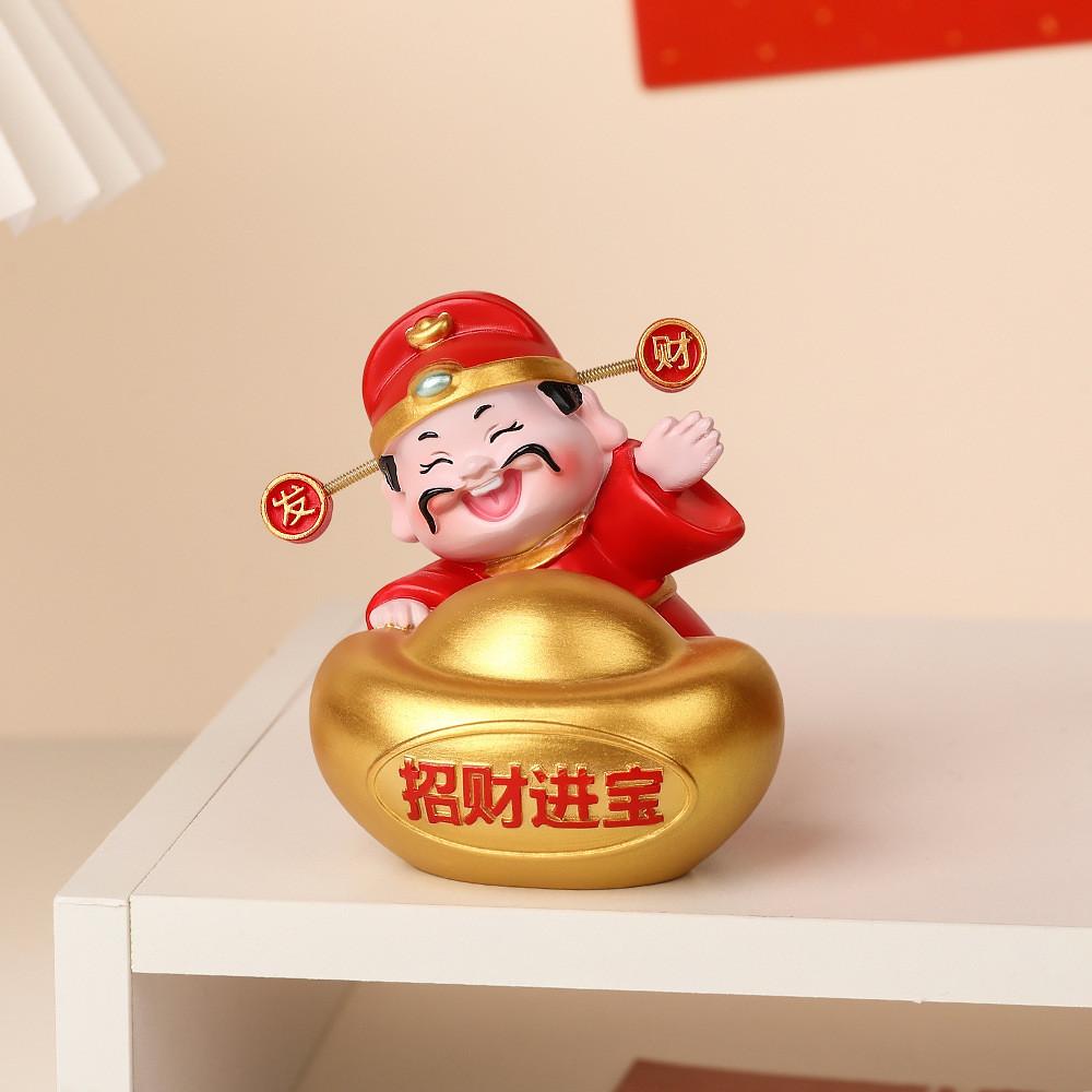 Feng Shui Wealth God Resin Decor With Handpainted Craft For Home Or Office