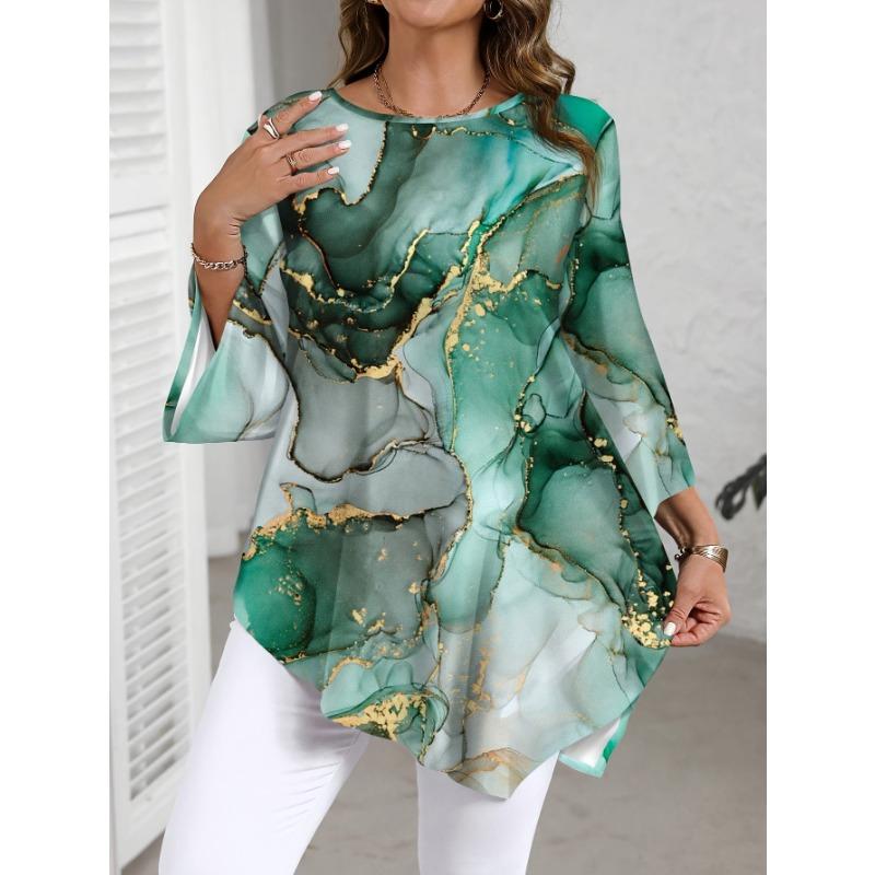 Plus Size Women s Printed Tops Casual and Elegant Women s Plus Size Shirts for Summer Outer Wear S