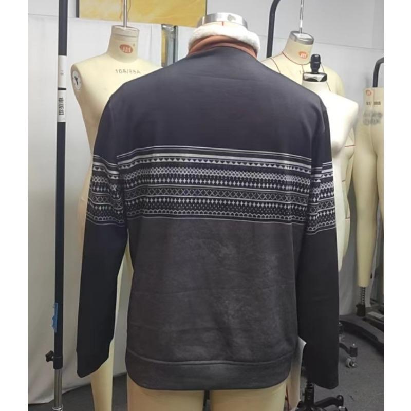 Herren Retro Western Ethno Stil Reißverschluss Stehkragen Sweatshirt