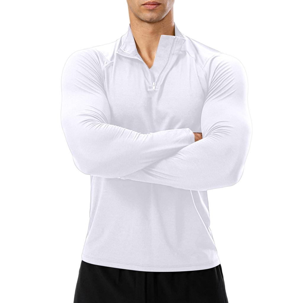 Men's  Fitness  Sports  Quick To Dry  Half Zipper  Self-Cultivation  Pullover  Long Sleeves  Hoodie