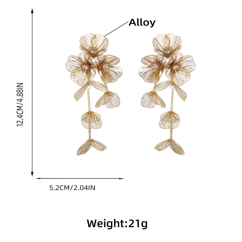 2024 Golden Flower Retro Bridal Dangle Earrings: Exquisite Chinese Style for Summer