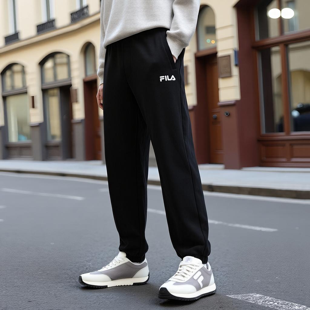 New FILA ORIGINALE Knitted Sweatpants Men's Jet Black BK F51M539602F-BK