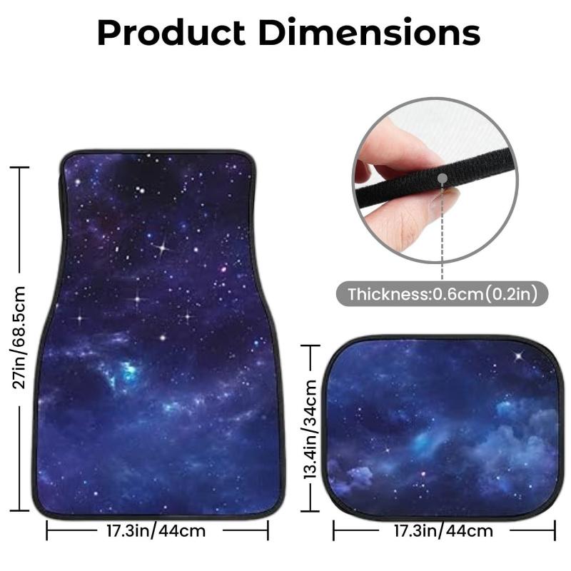 Blue Galaxy Car Floor Mats Set of 4,Beautiful Starry Night Print Outer Space Galaxy Vehicle Front Rear Carpets, Auto Accessories