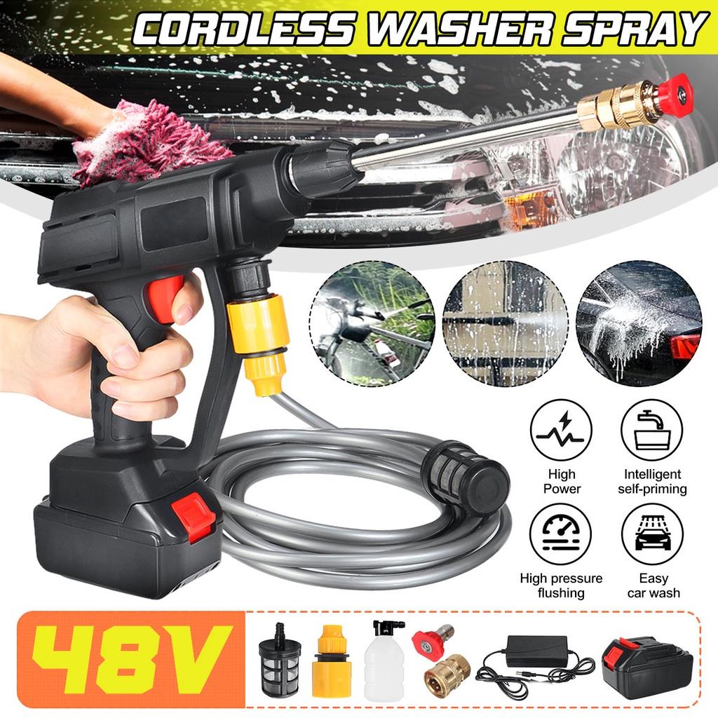 600W 48VF Cordless High Pressure Car Washer Spray Water Guns Pressure Water Nozzle Cleaning Machine With 2Battery