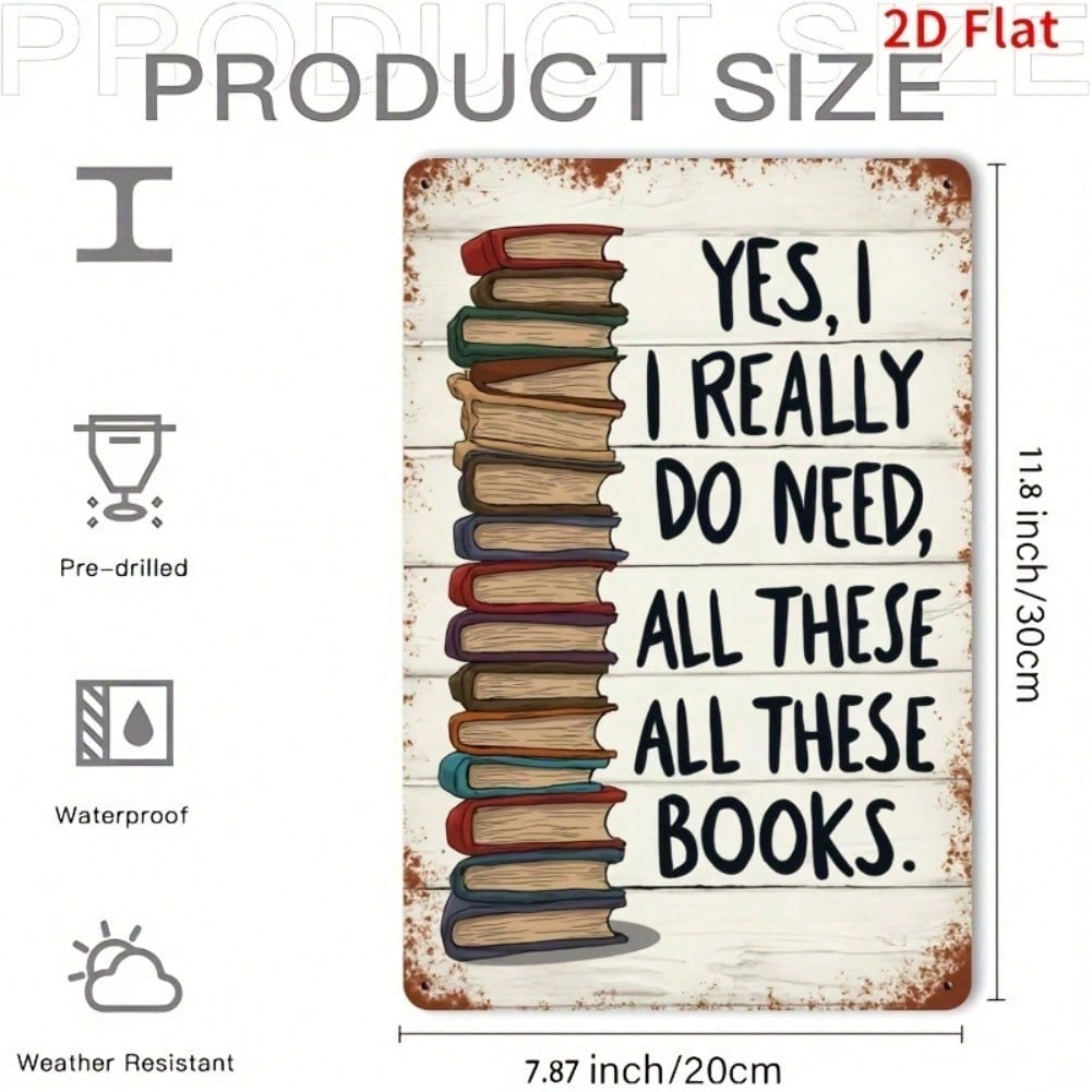 

Metal Book Stack Wall Sign Vintage Library Decor 8x12 Inch Literary Gift Home Office Art 20x30 разноцветный