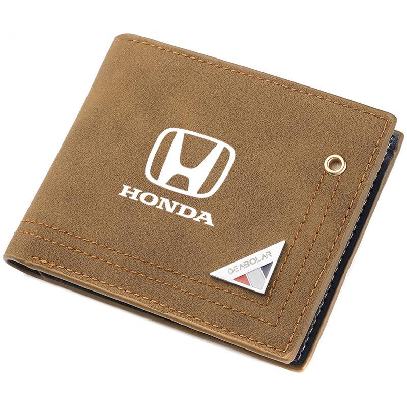 Frosted Leather Car Logo Wallet Coin Pocket Photo Card Men Purses For Honda Mugen Power Civic Accord CRV Hrv Jazz VTEC Accessory FL3