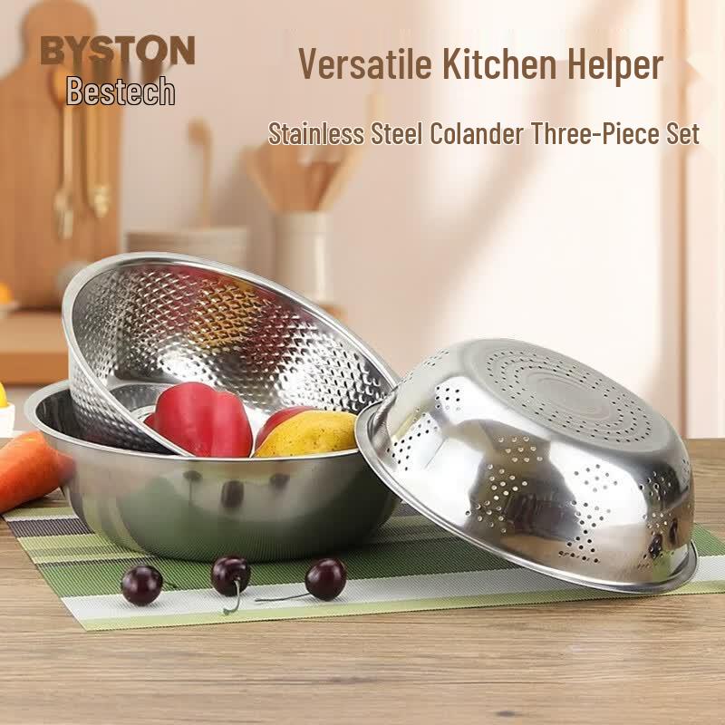 Baishide 3-Piece Drain Basin & Rice Sieve Set