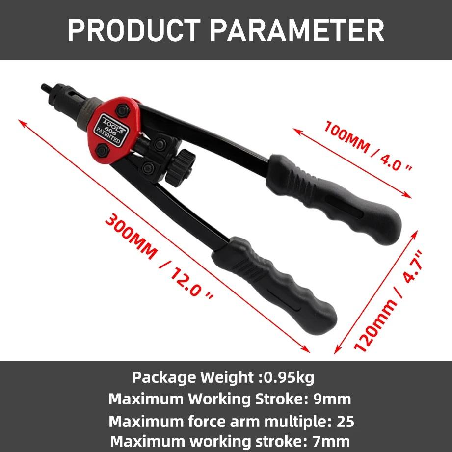 1X Manual Rivet Nut Gun Tool with 200Pcs Nuts  Hand Rivet Nut Gun M3 M4 M5 M6 M8 Double Insert Manual Double Handle Riveter Tool