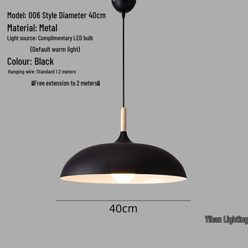 Modern Nordic Single-Head Pendant Light for Hotels, Bars, and Restaurants - Industrial Retro Style Lampshade.