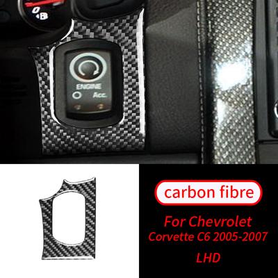 Botão de Partida do Motor em Fibra de Carbono Real Adesivo de Acabamento Interno Acessórios de Interior de Carro Para Chevrolet Corvette C6 2005-2007
