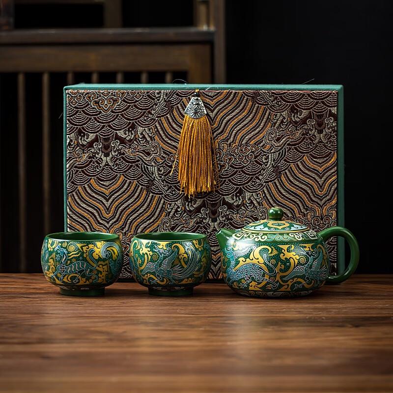 Shangqi Handmade Dahongpao Xishi Teapot Set - Four Beasts Edition