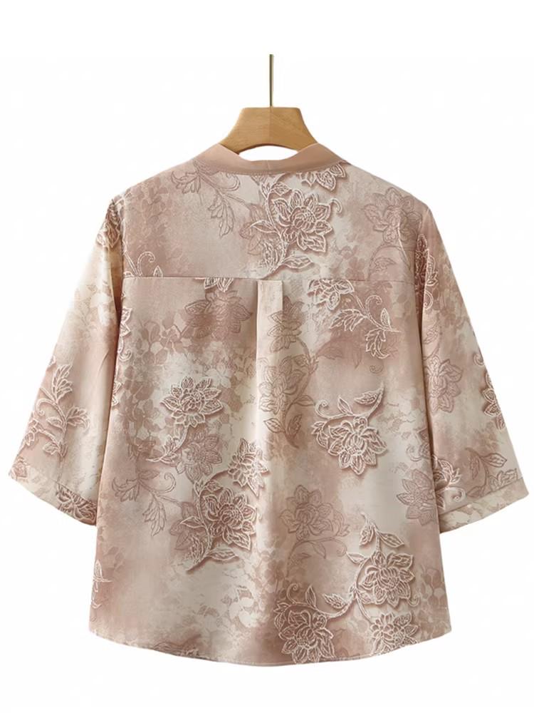 2026 Summer Fashion Set for Short Middle-aged Women: Modern Chinese Style Pullover Top