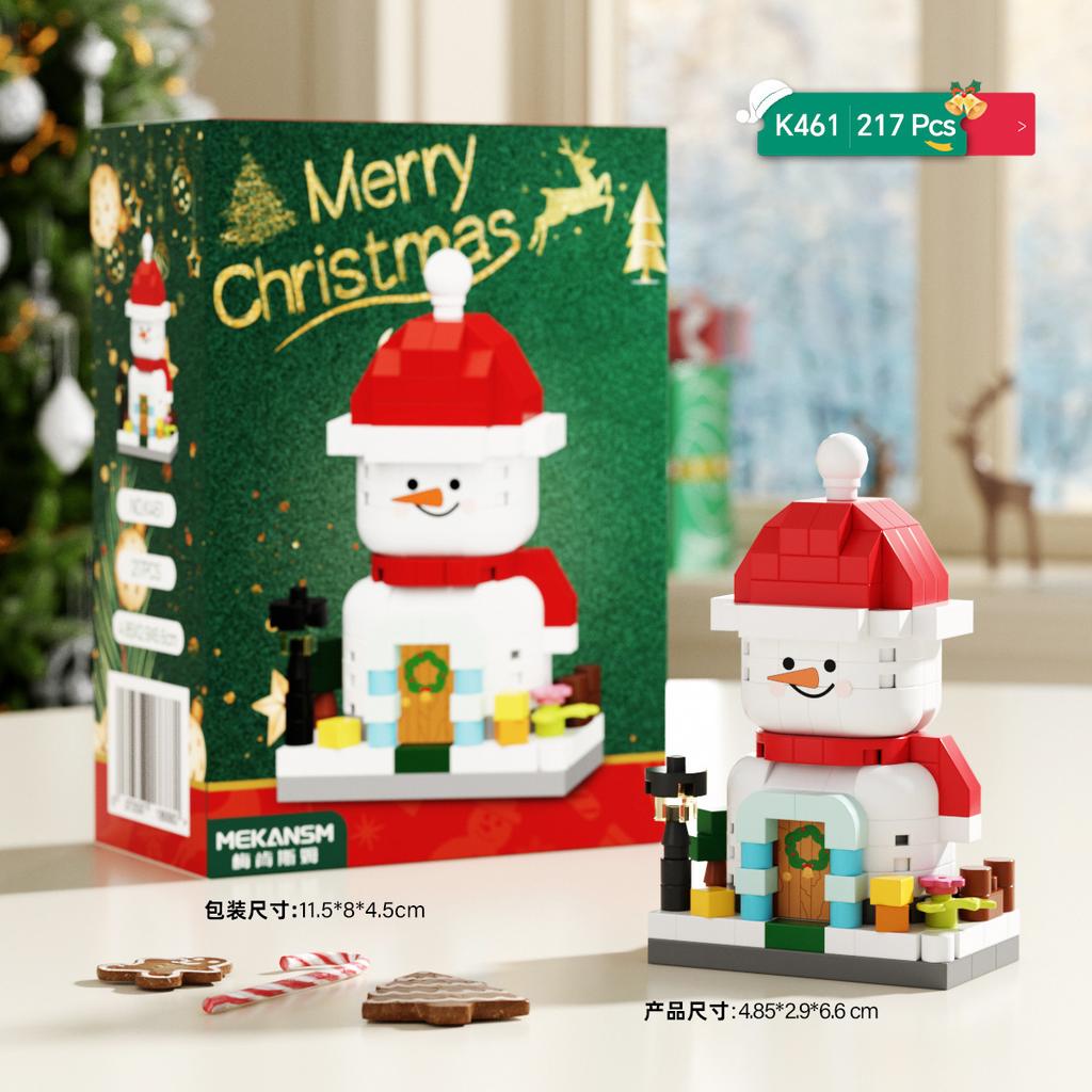 Non-Toxic 33 Style Cartoon Santa Claus Snowman Wishing Tree Apple Candy House Building Blocks City Compatible Diy Toys Children'S Gifts