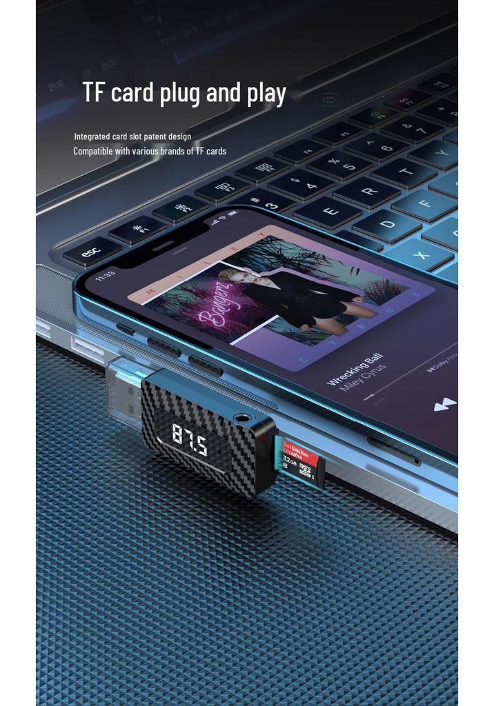 Bluetooth FM Transmitter & Audio Adapter for New Cars