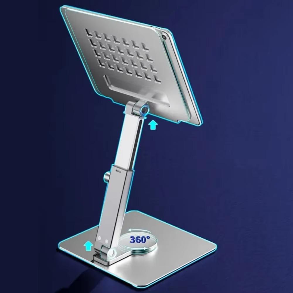 Foldable Mobile Phone Tablet Stand Metal Material 360 ° Rotating Bracket Hollow Out Expandable Bracket Office Desk Accessories