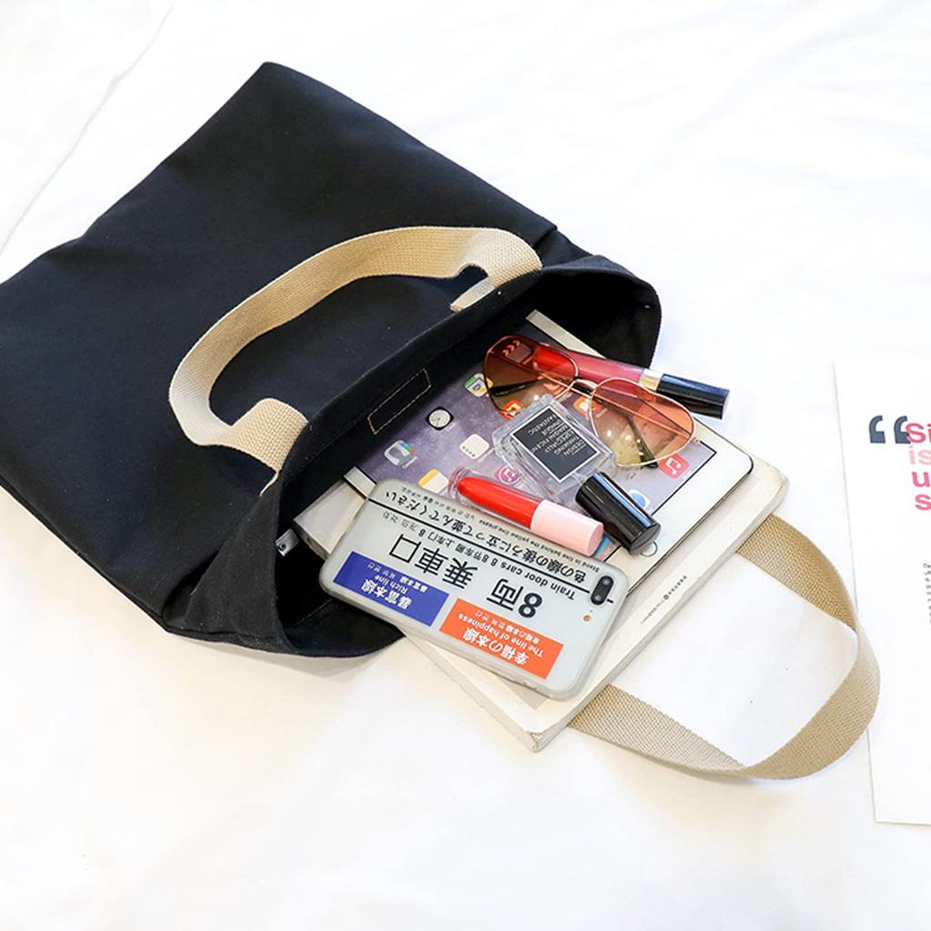 Enkrio Canvas Tote Bag, Shopping Bag, Large Capacity, A4 Size, Multiple Storage Pockets, Shoulder Bag, Handbag, Stylish for Men and Women, School or