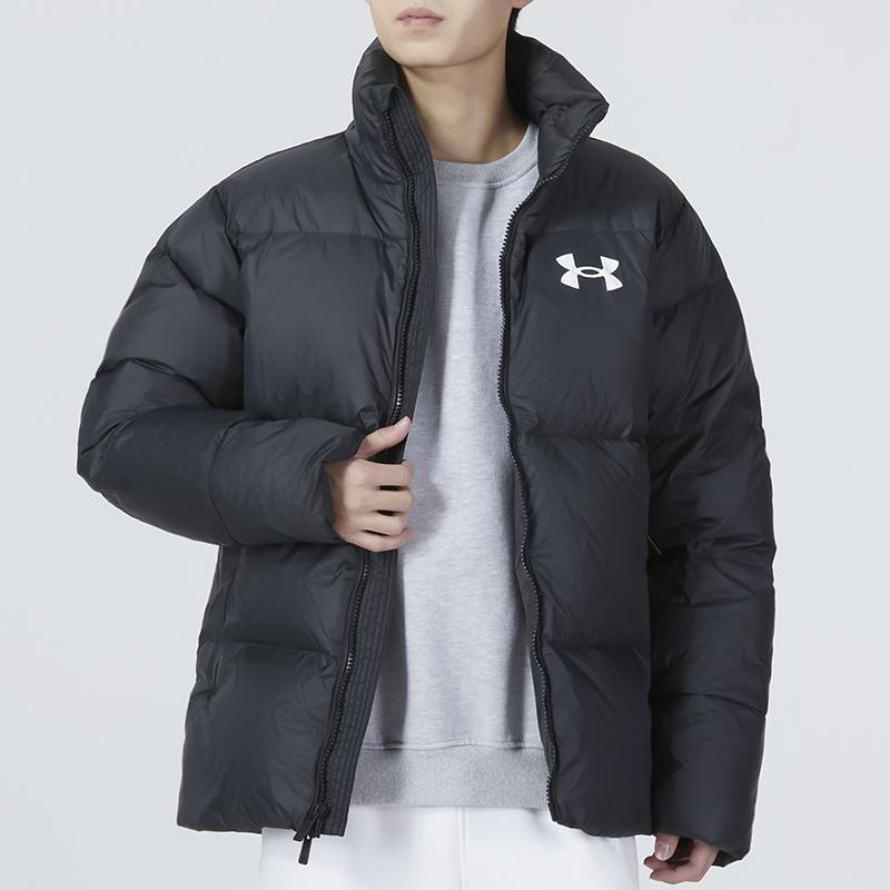 Under Armour Down Puffer Jacket with Logo Print Men Outerwear Black 1375449-001