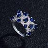 Fashion Tanzanite Blue Stone Open Ring for Women PT950 Platinum Plated Unique Style Jewelry
