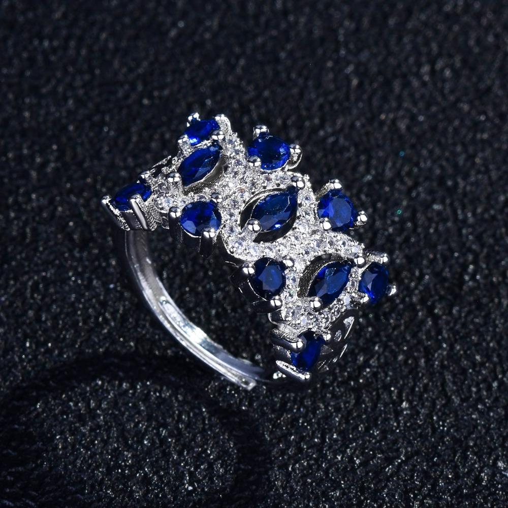Fashion Tanzanite Blue Stone Open Ring for Women PT950 Platinum Plated Unique Style Jewelry Adjustable
