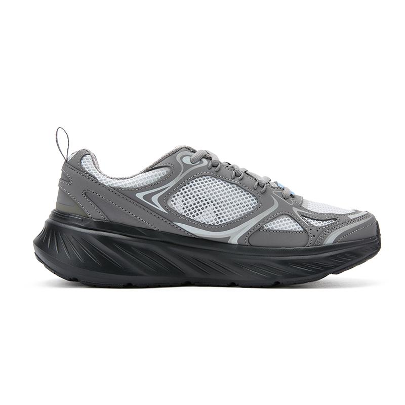 Skechers Edgeride Summer Breathable Fashion Versatile Fabric Top Layer Cowhide Low-Top Casual Running Shoes Men Sneaker Dark-Gray 232919-CCBK