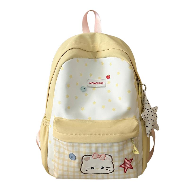 Cat Plaid Student Schoolbag Large Capacity Backpack Small