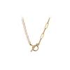 Rice Grains Freshwater Pearls Link Splicing Ot Buckle Necklace Femininity Fashion Metal Wind Short Collarbone Neck Chain