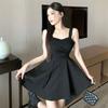 Suspender skirt temperament design sense slim and thin dress women's new irregular waist short skirt summer
