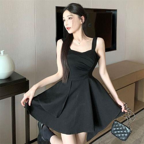 Suspender skirt temperament design sense slim and thin dress women's new irregular waist short skirt summer