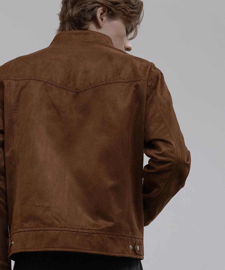 DECOROSO Biker Synthetic Suede Jacket [Brown]