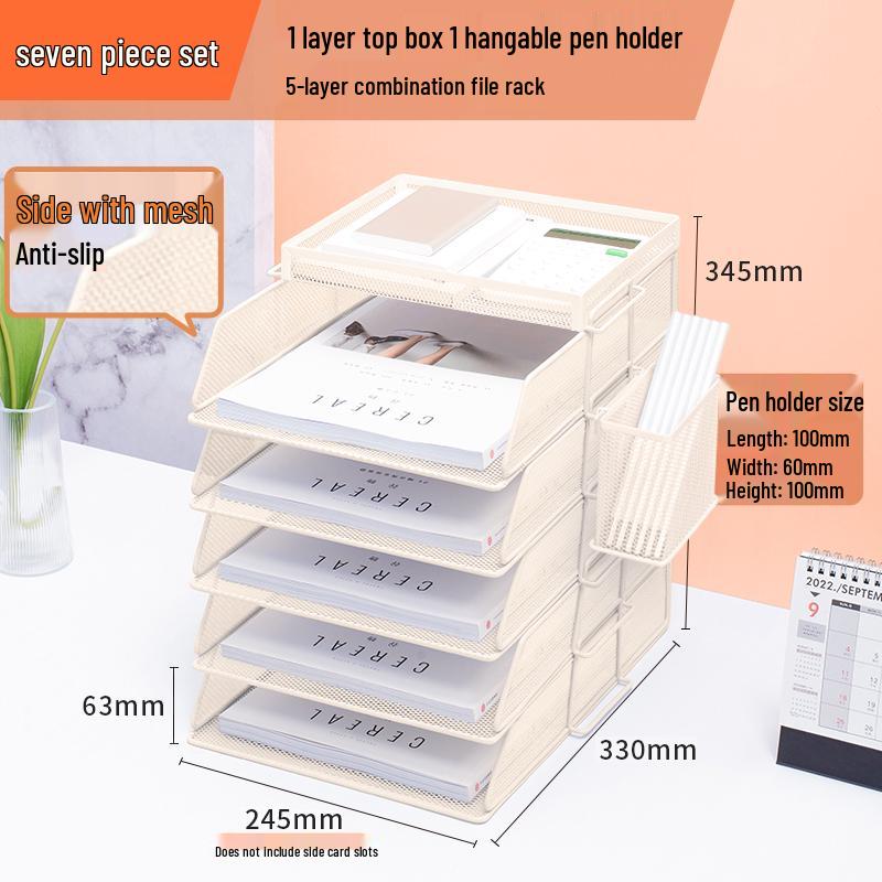 Multilayer A4 Metal Desktop File Organizer and Storage Rack Set for Office Supplies