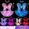 Funny Glowing Butterfly Wings Luminous Princess Dress Costume  Birthday Gift
