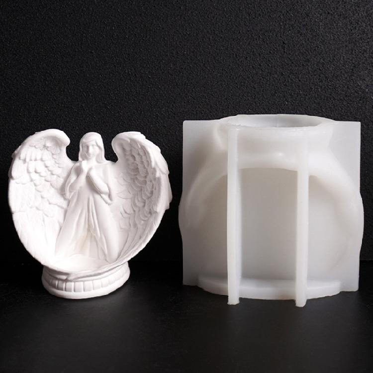 Candle Accessories Molds Candle Holder Mold Angel Shape Candle Bracket Mold Silicone Texture for Handmade Candlestick