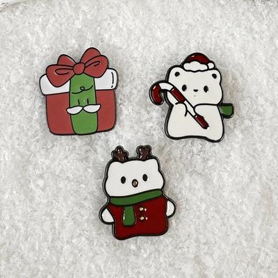 Ins Cartoon Cute Santa Series Brooch Christmas Holiday Gifts Metal Badge Bag Accessories Small Hanging