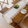 European Lace Hollow Table Runner with Tassels Luxury Dust-Proof Tv Cabinet Cover Cloth Retro Long Tablecloth for Wedding Party