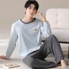 Men's Velvet Pajamas Set - Autumn/Winter Long Sleeve Crew Neck, Long Pants, Plus Size Homewear for Teens